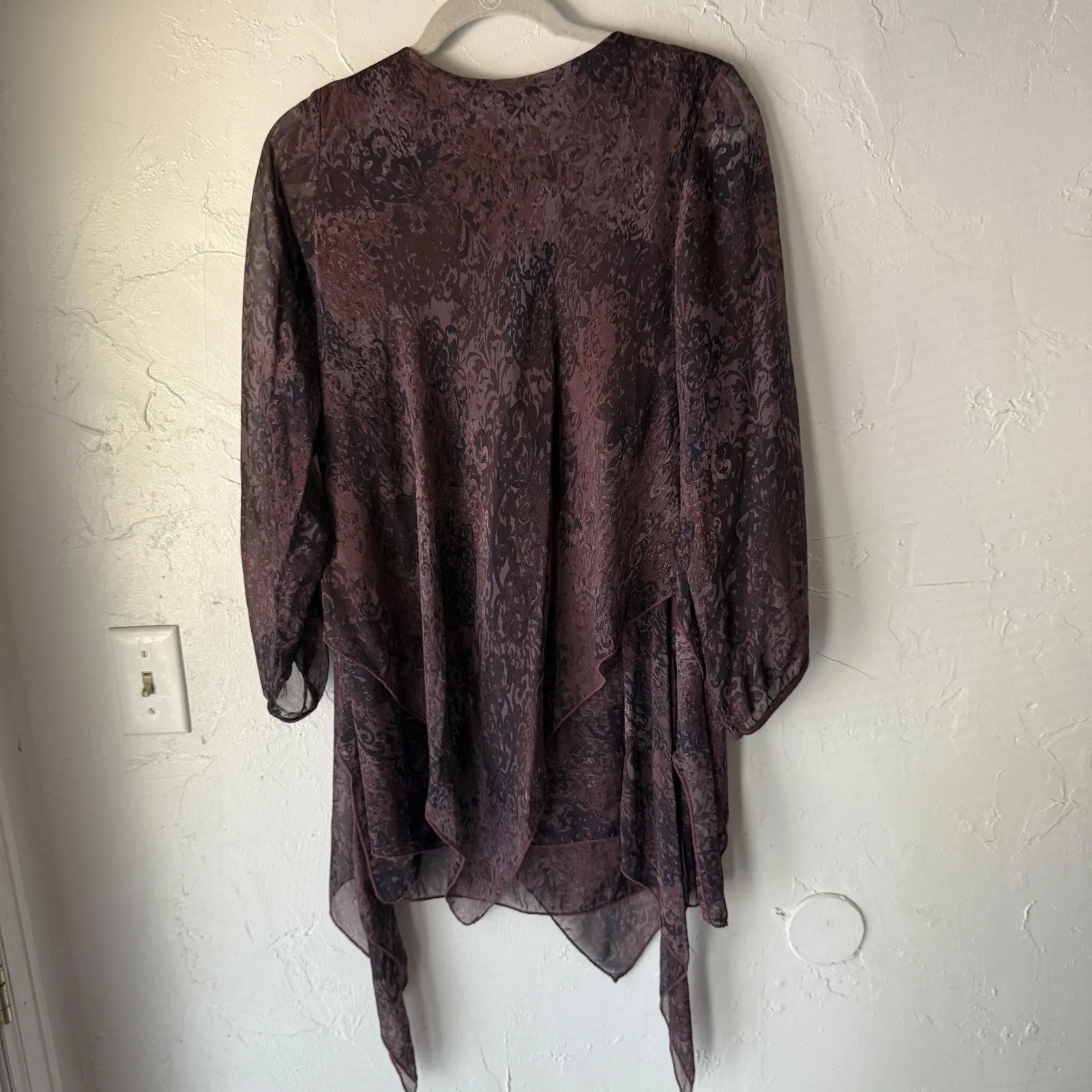Tempo Paris Y2k Whimsigoth Large Sheer Silk Viscose Asymmetrical Hem Boho Top - Image 6
