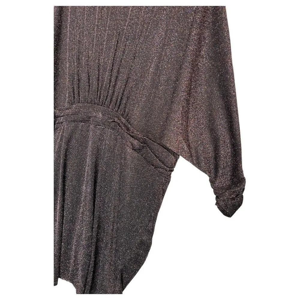 Eloquii Dress Womens 20 Dolman Sleeves Tulip Hem Lurex Metallic Sparkly Black - Image 15