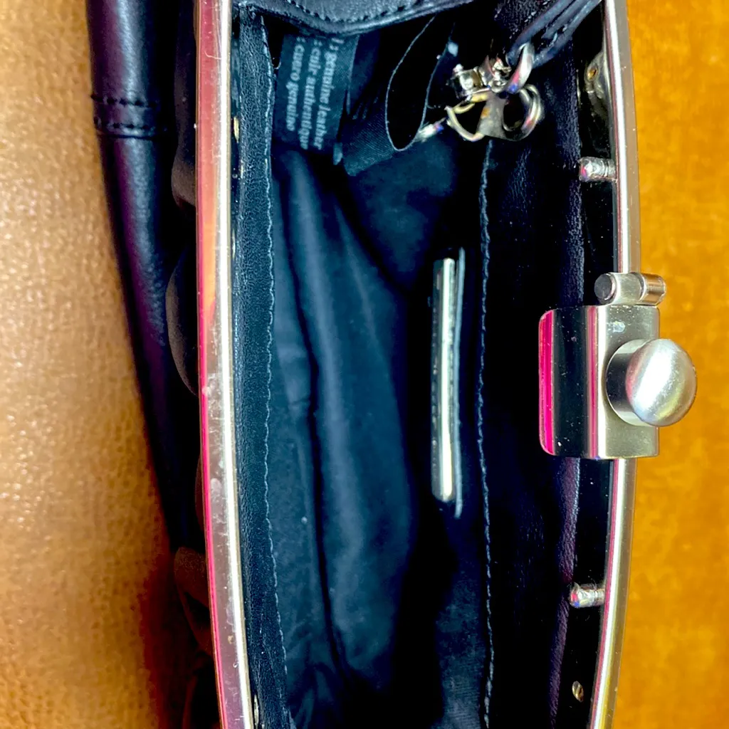 Kenneth Cole REACTION Black Leather Frame Clutch Wristlet - Image 5