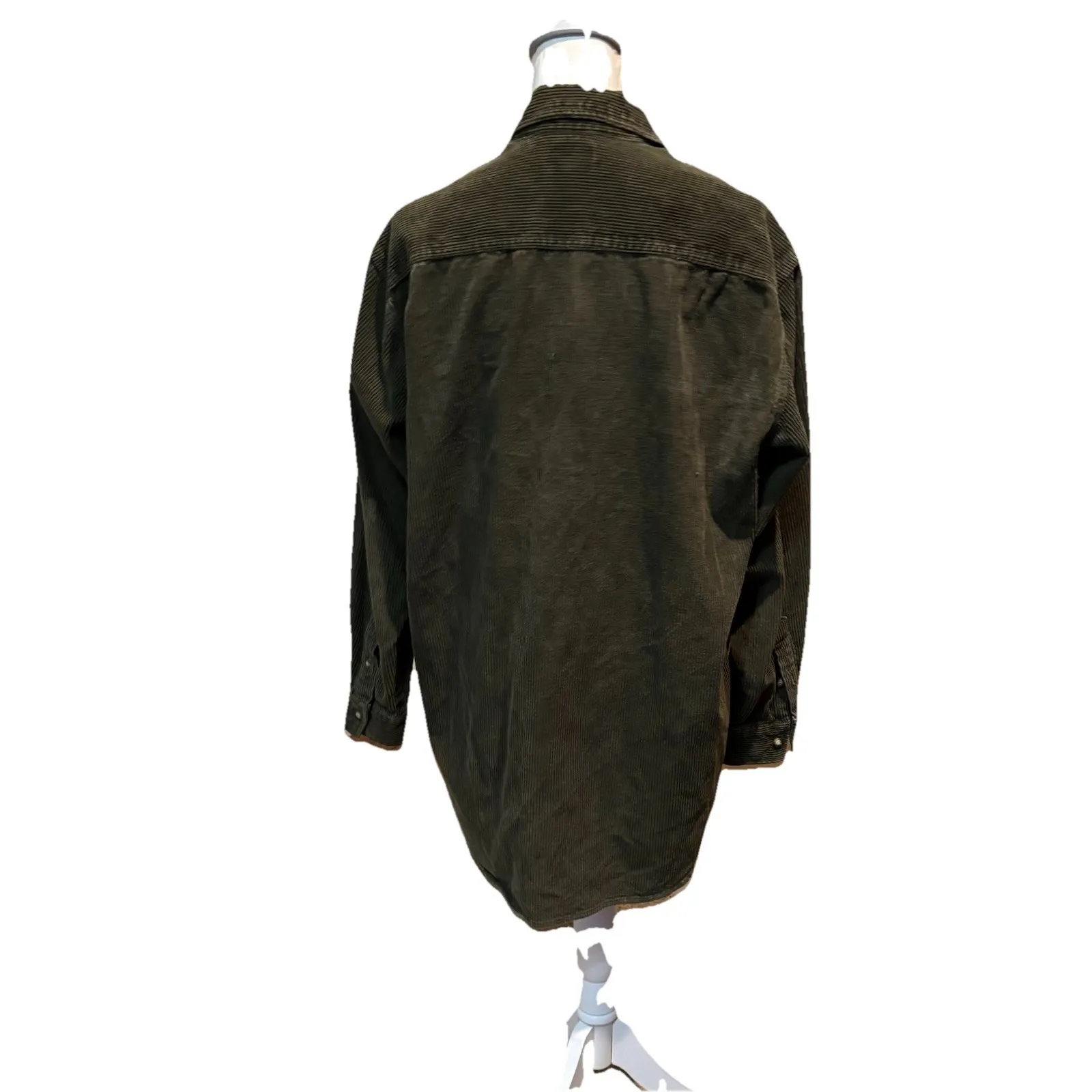 American Eagle Oversized Corduroy Shacket Large Olive Green Button Front Y2K - Image 2
