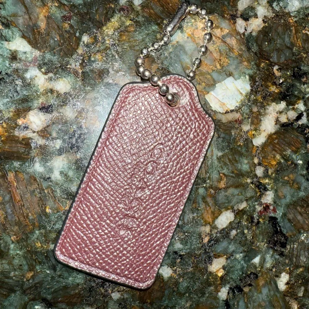 COACH NEW YORK Burgundy‎ Leather Key Fob Bag Charm Keychain Hang Tag - Image 2