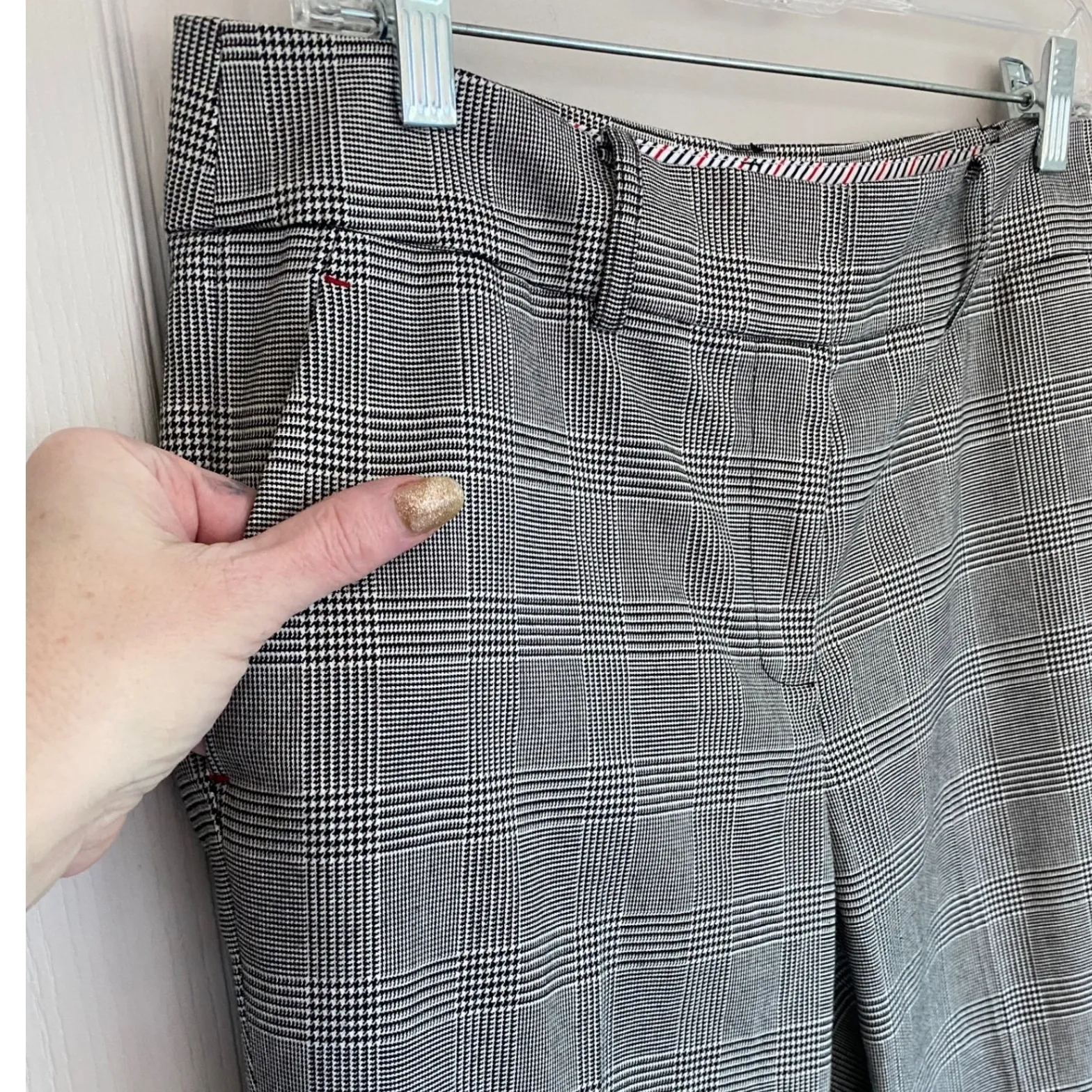 Tommy Hilfiger Women Plaid Pants Black White Career Trousers Size 6 - Image 4