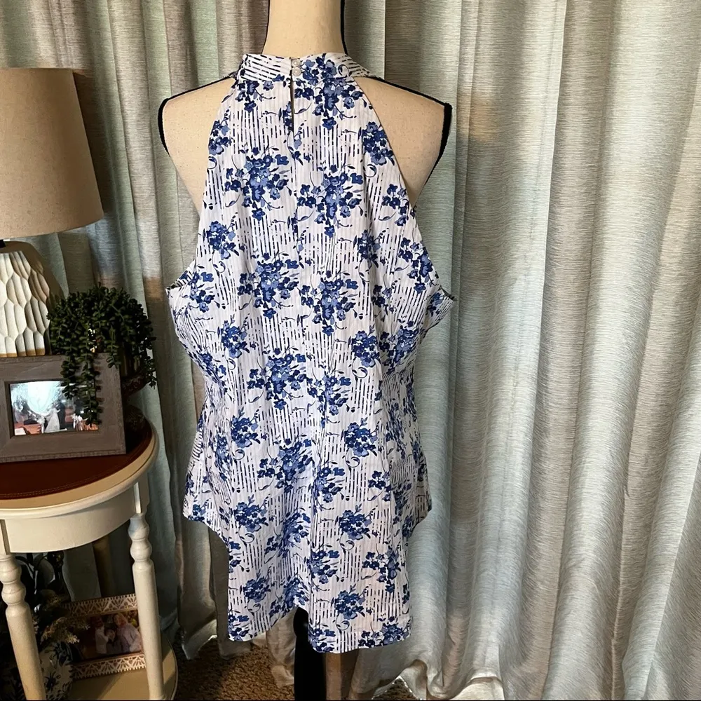 Kaari Blue Womens 22W 22 Curvy Blue White Sleeveless Top White La Dolce Vita NEW - Image 10