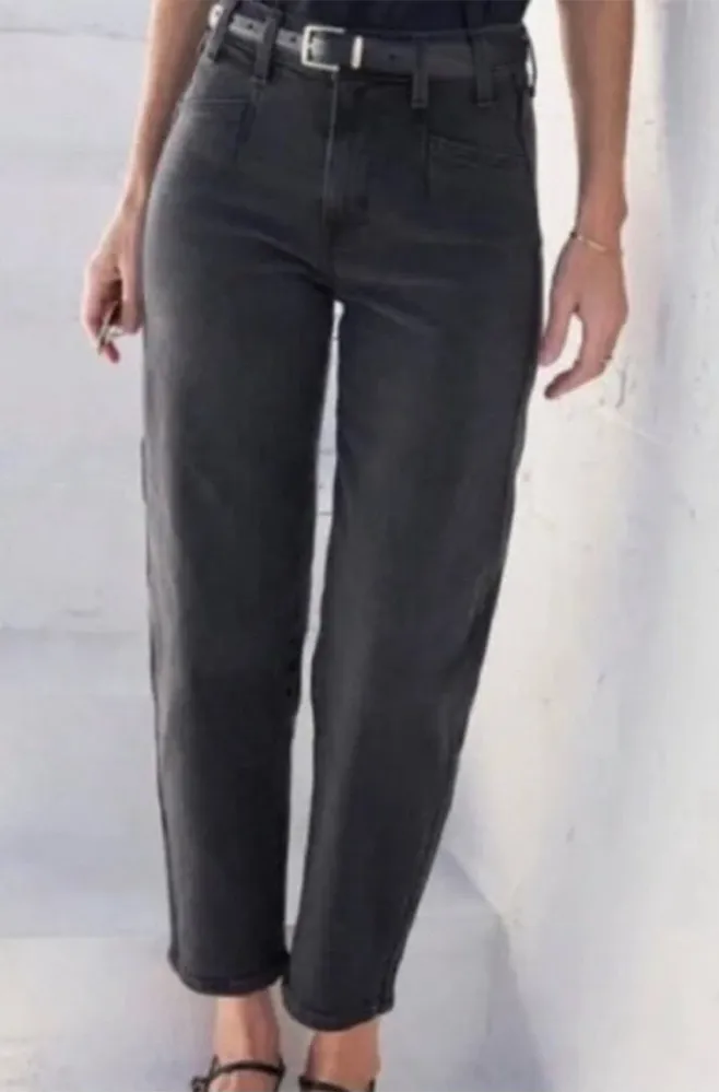 AYR The Beat Barrel Leg High Rise Crop Stretch Washed Charcoal Gray 25 - Image 1