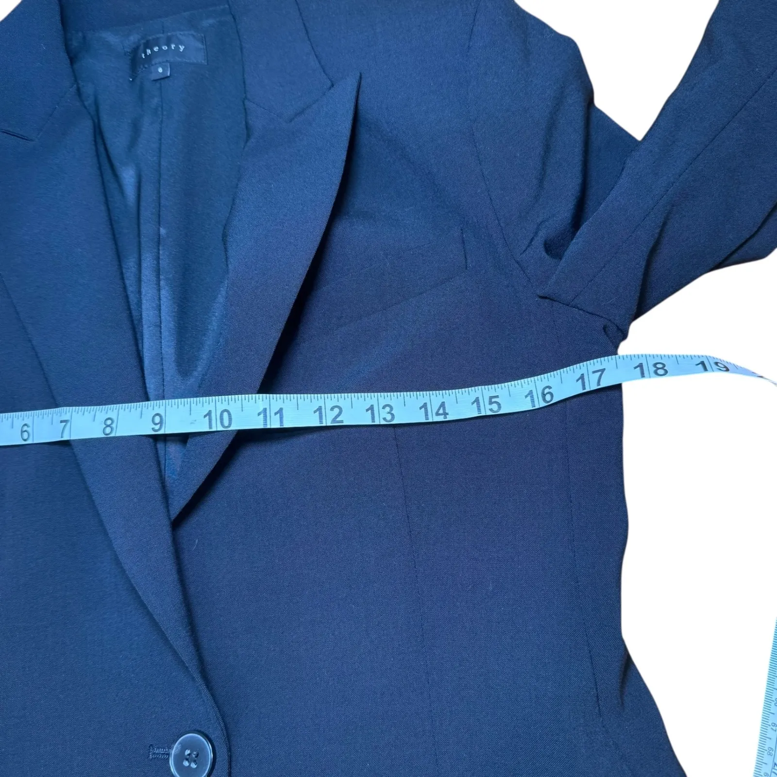 Theory Black One Button Tailored Blazer Jacket Women's Size 6 - Image 9