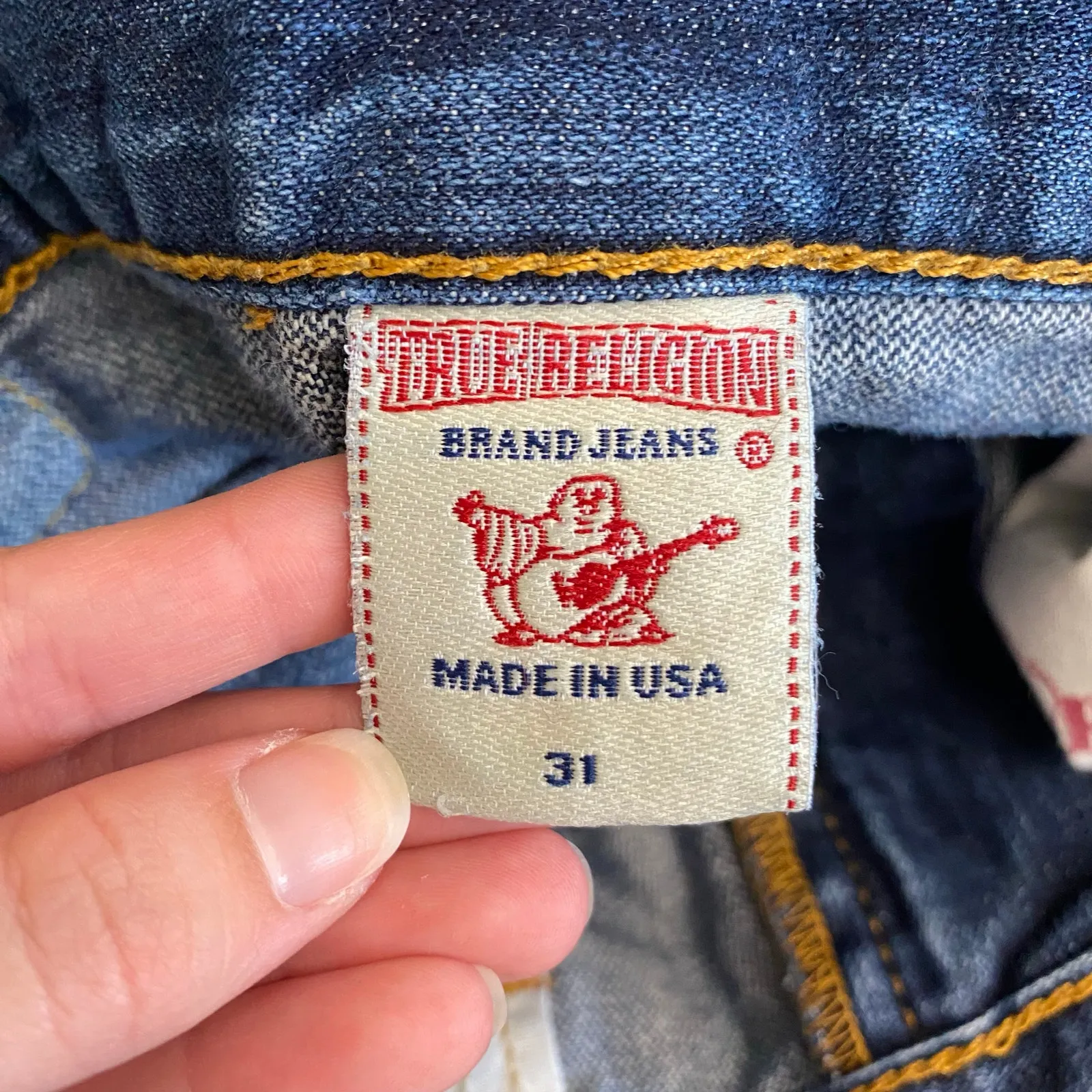 True Religion Womens 31 Distressed‎ Bootcut Jeans Made in USA Flap Pockets - Image 3