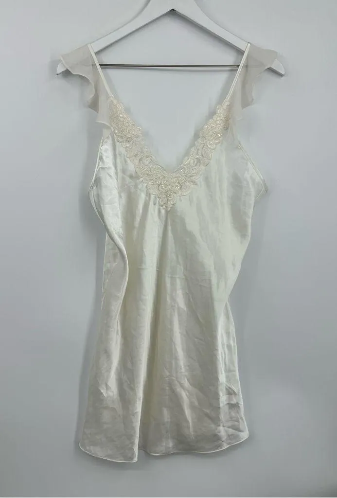 Vintage Y2K Cream Mini Dress Size Medium Coquette Whimsical Early 2000s - Image 2