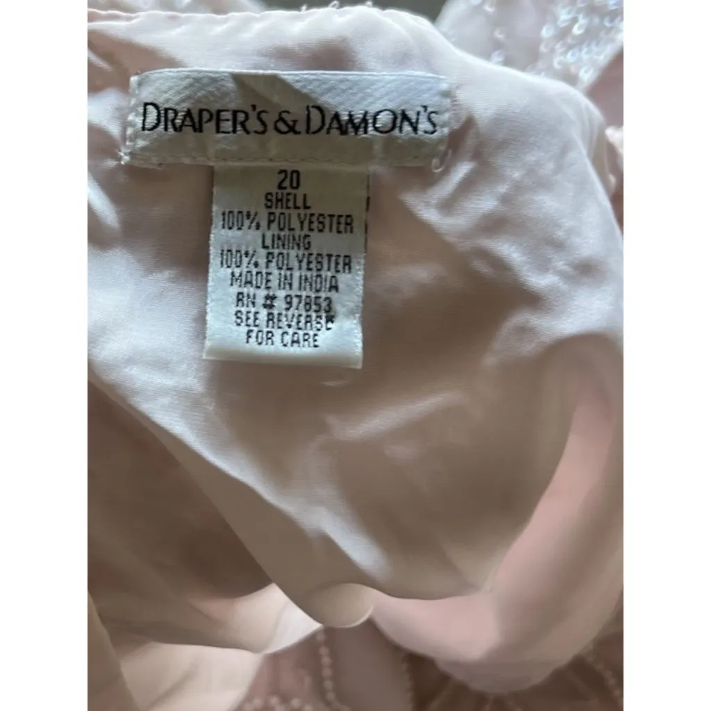 Vintage Draper’s & Damon’s Beaded Sparkly Women’s Top Sz 20 Pink Cream - Image 6