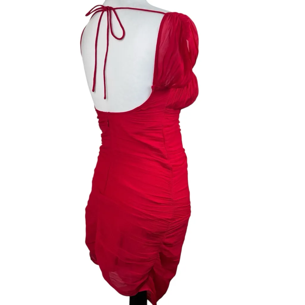 NWT ASOS Design Red Sweetheart Bust Ruched Shirred Slim Mini Dress Size 4 - Image 8