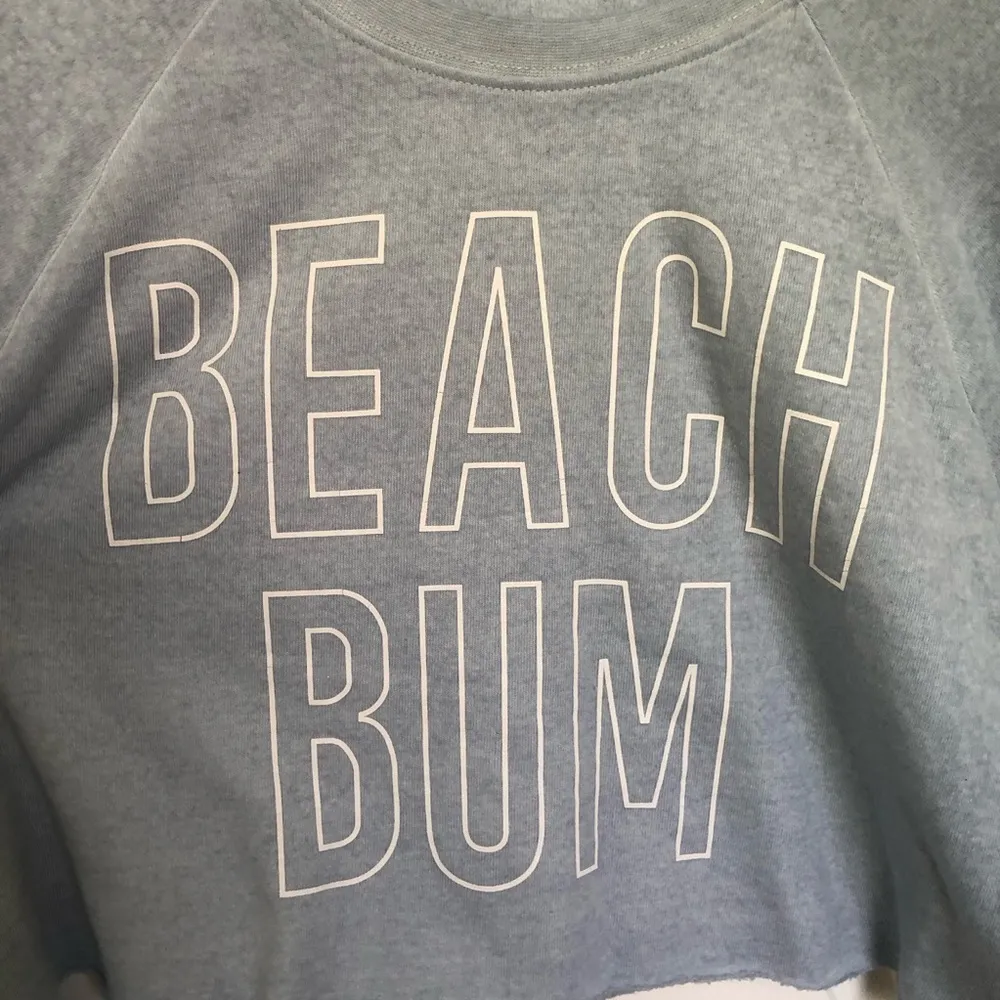 Beach Bum Oversized Light Blue Cropped Sweatshirt Size S - Image 2