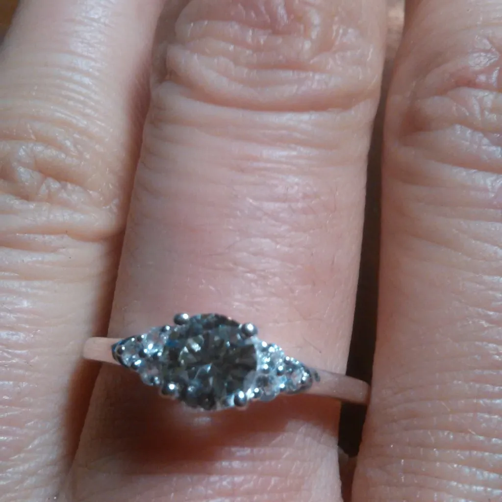 Lab Created White Sapphire Sterling Silver Radiant Promise Ring (Size 9) - Image 12