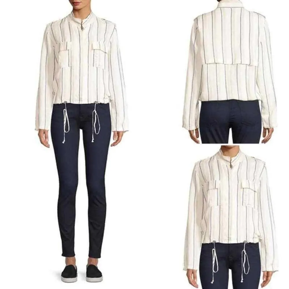 Rails‎ Rowen Coco Striped Linen Blend Utility Short Jacket Size Small - Image 12