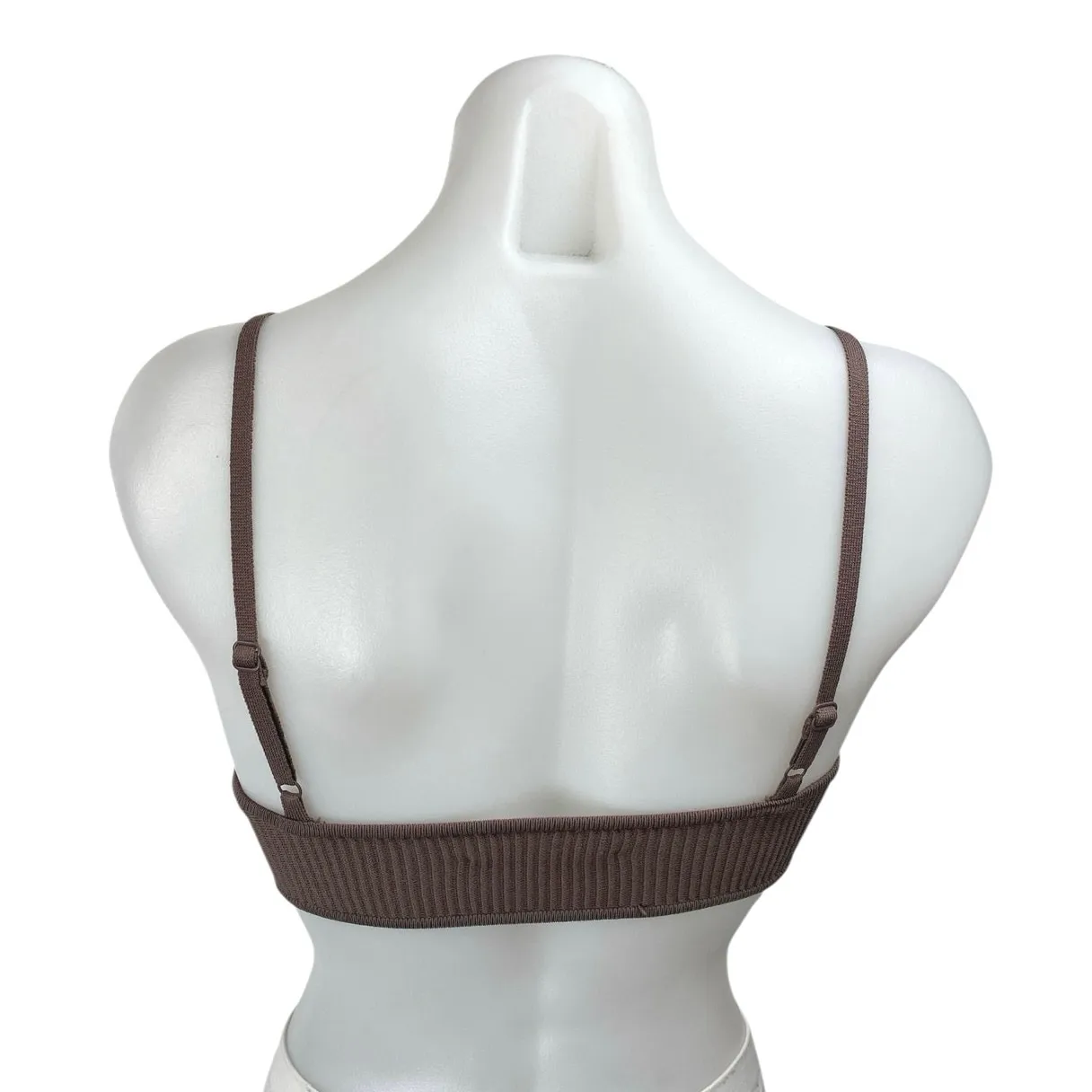 Aritzia Babaton Brown Ribbed Sleeveless Cami Camisole Brallette Crop Tank Top XS - Image 2
