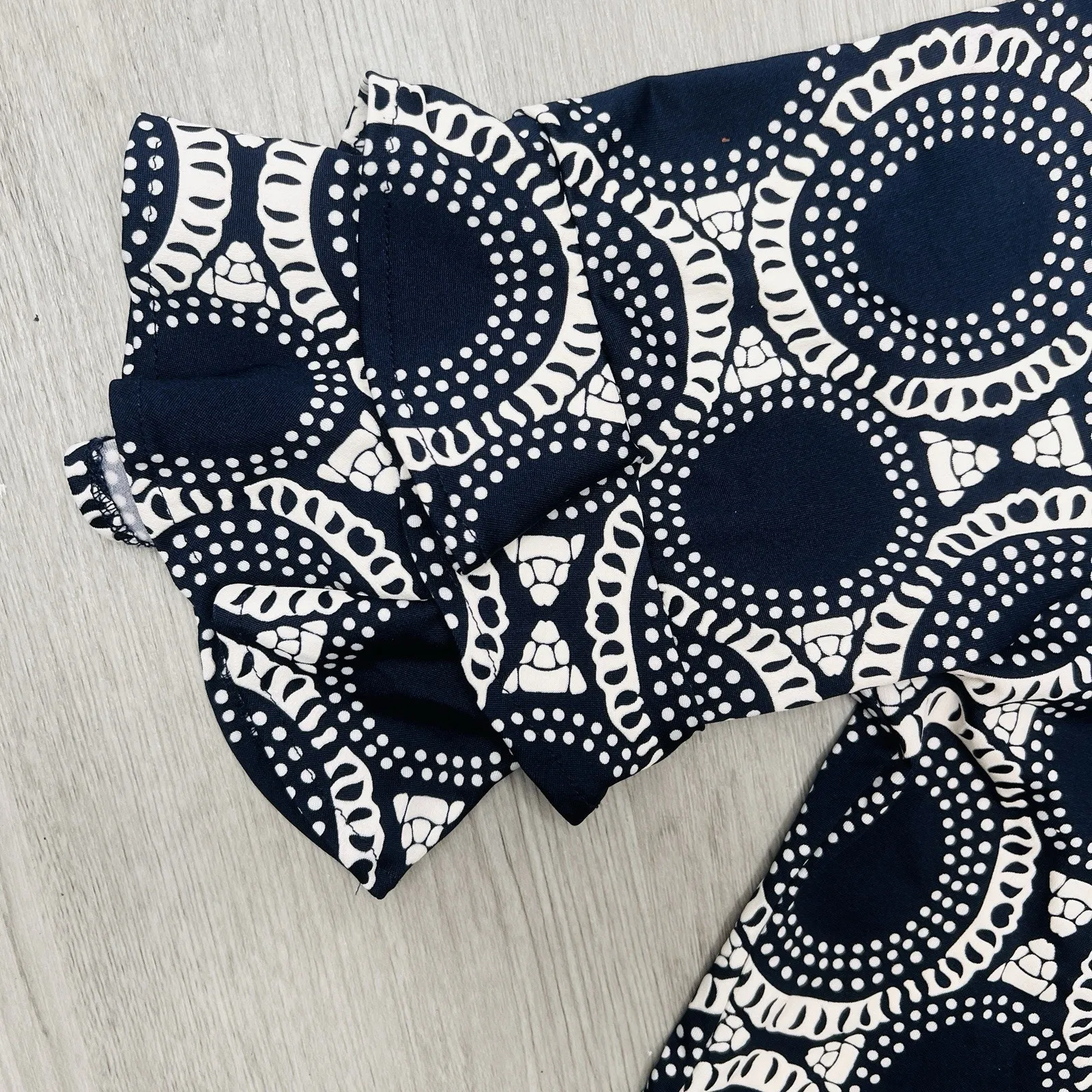 Always Indigo Dress Navy Blue And White Gold Zipper Size 2x Ruffle Sleeves ￼ - Image 5