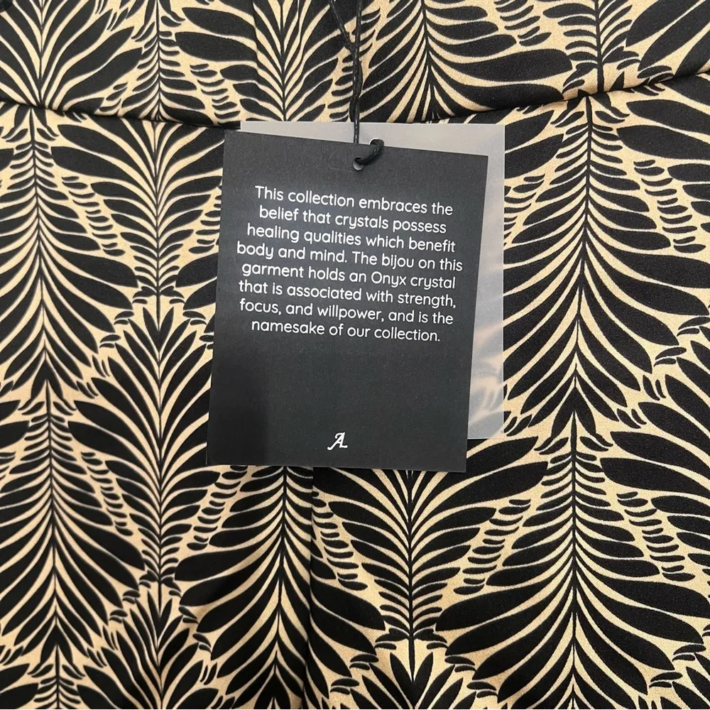 NWT ADRIENE LANDAU BASALT PRINTED TROUSER Black - Image 5