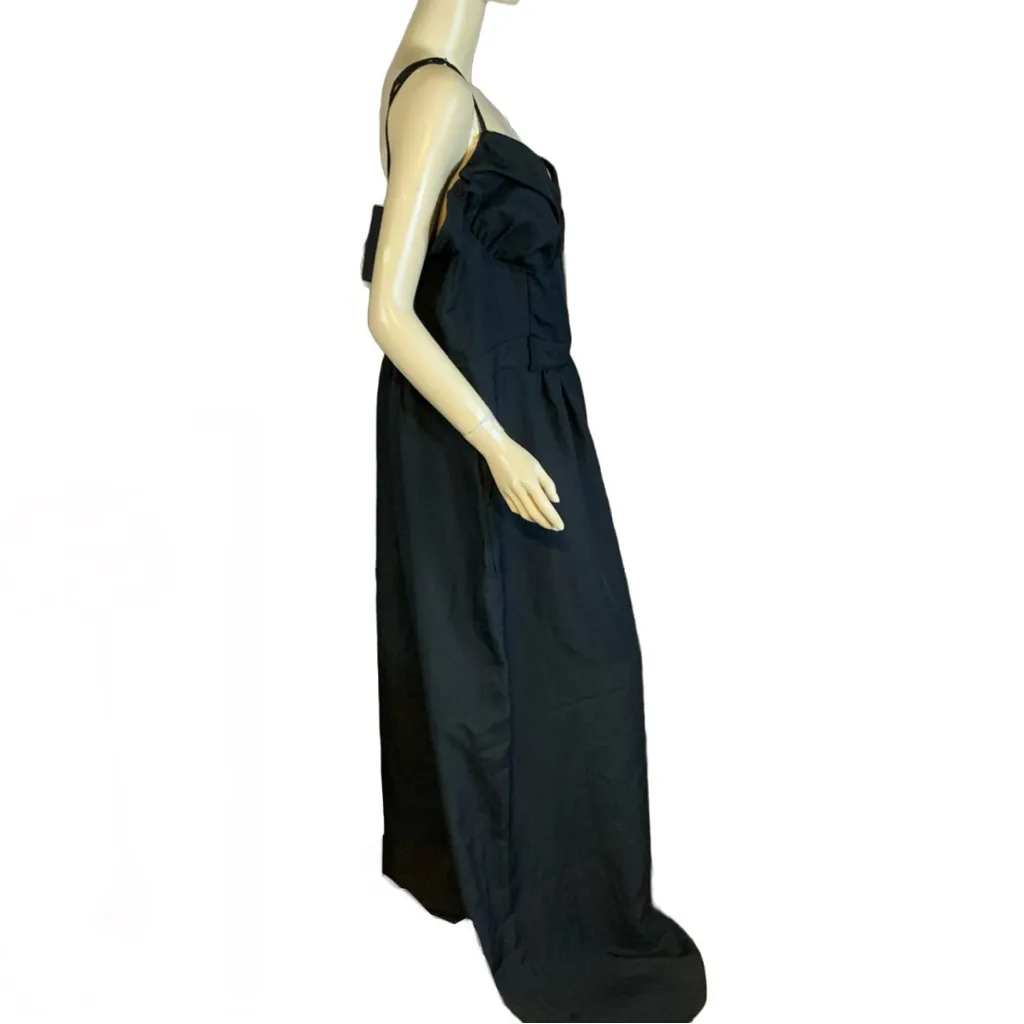 PRETTYLITTLETHING BLACK RUCHED SWEETHEART BODICE WIDE LEG JUMPSUIT NWT (20) - Image 5