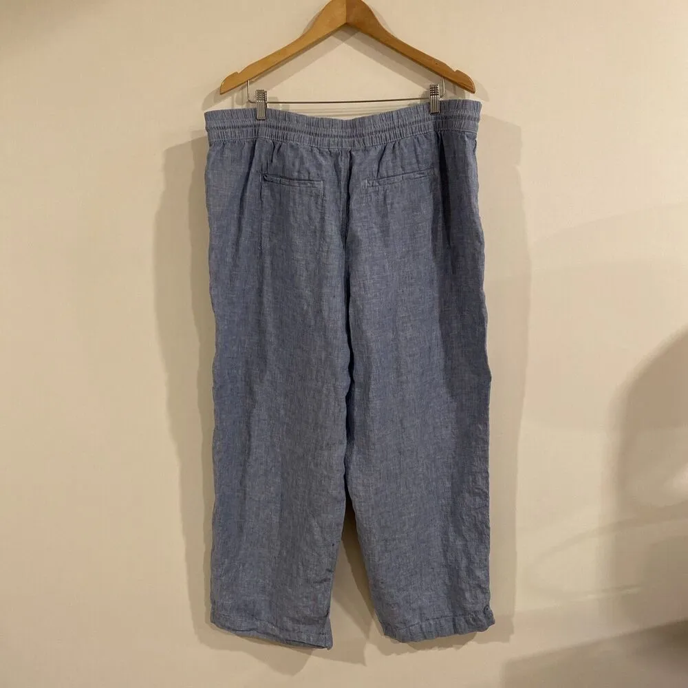Athleta Retreat Linen Wide-Leg Pant Size 20 Plus Blue Coastal Grandmother - Image 4