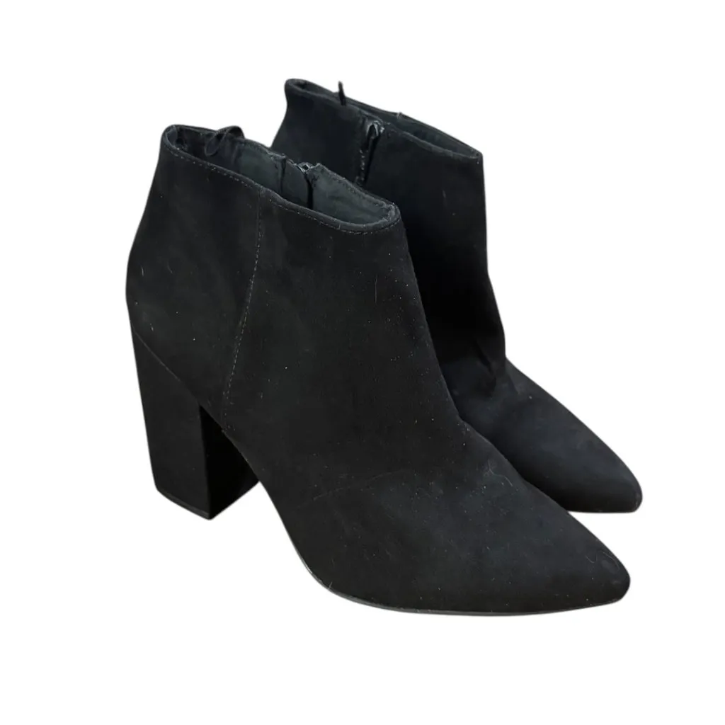Divided Black Pointed Toe Suede Ankle Booties - Image 4