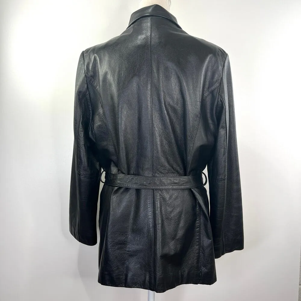 Wilsons Leather Belted Jacket Black with Zip in Quilted Thinsulate Lining - Image 10