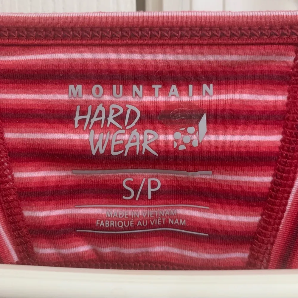 Mountain Hardwear Long Sleeve Athletic Shirt Pink Red & Black Stripes Size Small - Image 3