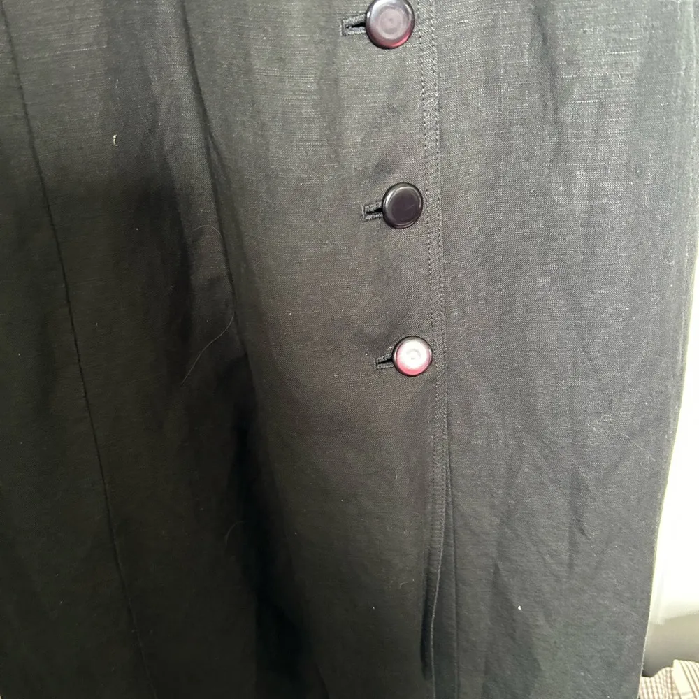 Harve Benard vintage black linen blend button down dress size 12 - Image 5