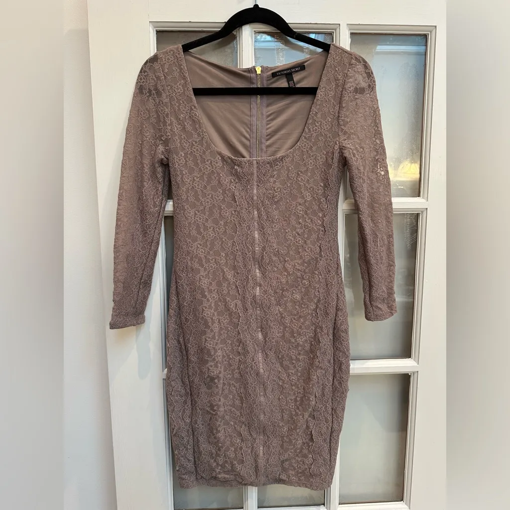 VS Victoria's Secret Bodycon Lace Dress Size XS Mauve Dusty Rose Romantic Party - Image 2