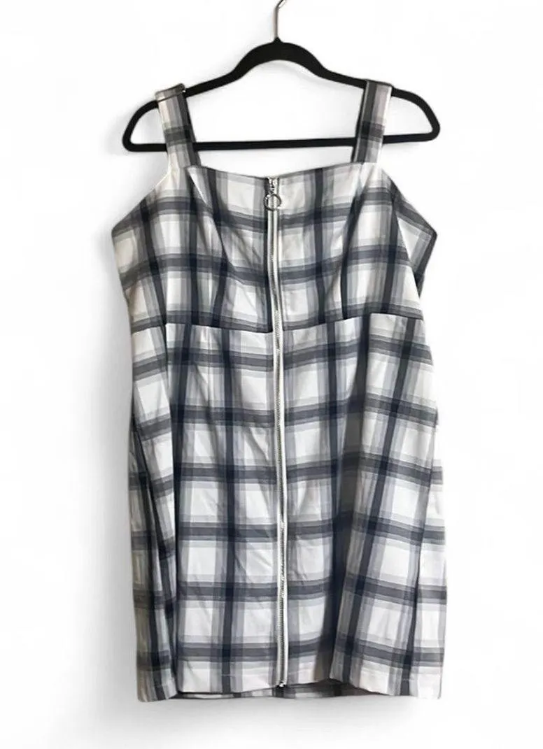 Forever 21 Dress Sz 0X Ardene Plaid Overall w/Adjustable Straps + Front Zipper - Image 3