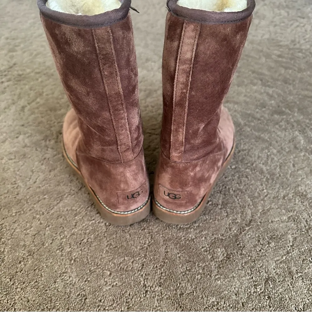 Ugg Fairfax III Women's Chestnut Boots Zipper Suede Sheepskin Lined Sz 6 EUC - Image 4