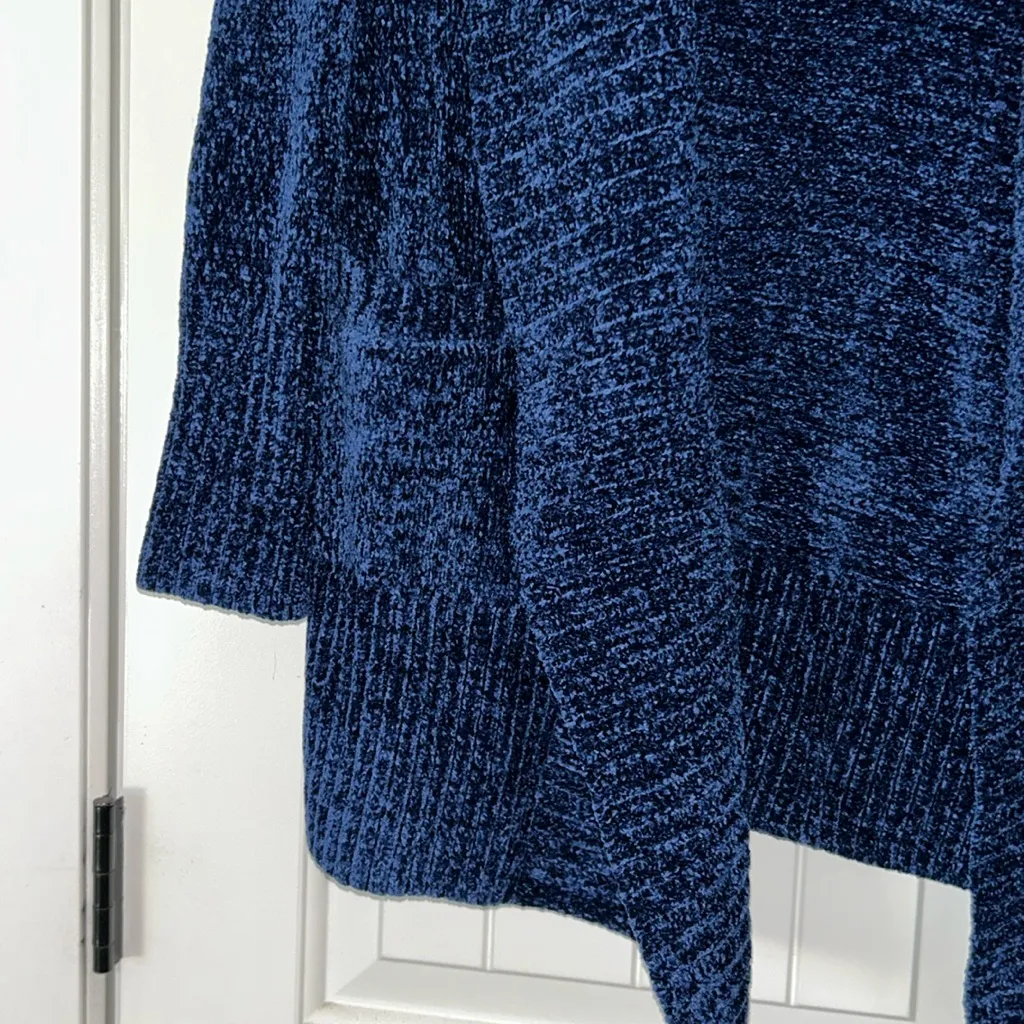 Orvis Chenille Open Front Cardigan Sweater Womens Size XL Royal Blue Cozy Plush - Image 2