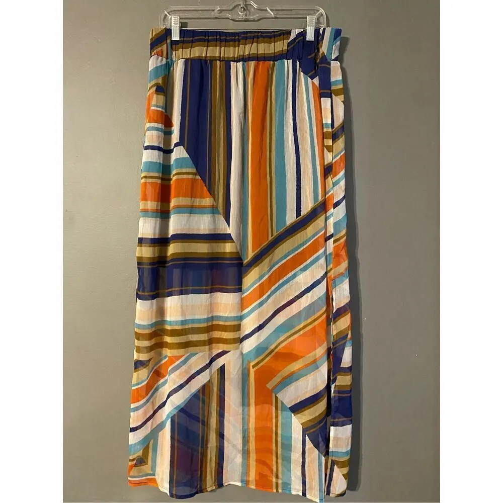 Vanity Stripes Pull On 2Fer Skirt Size Large Blue - Image 5