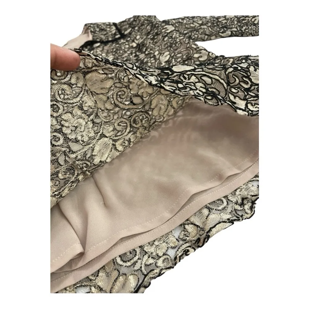 VTG Chetta B, Sherrie Bloom, Peter Novello black gold embroidered lace top S 4. - Image 7