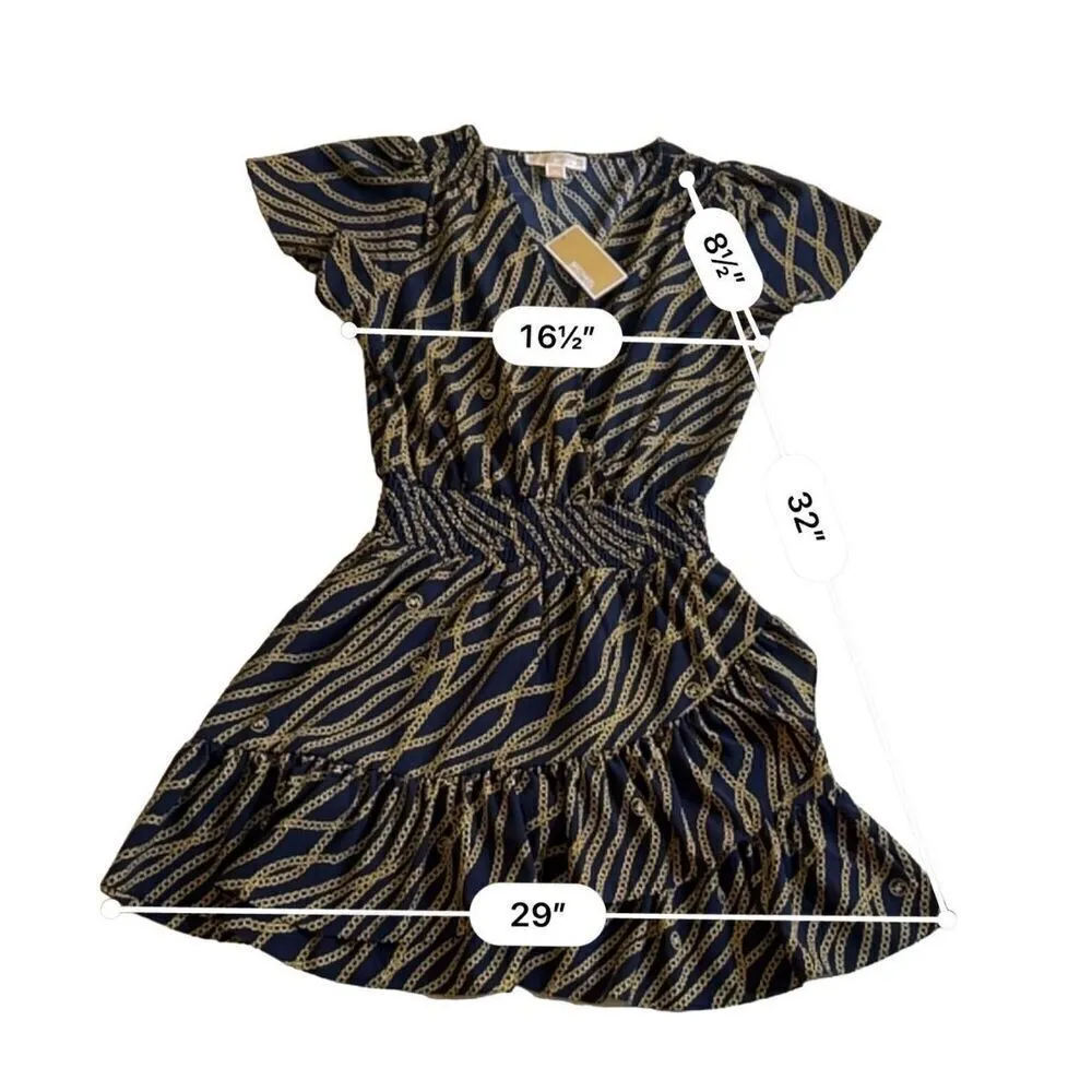 Michael Kors Mini Gold Blue Dress - Image 4