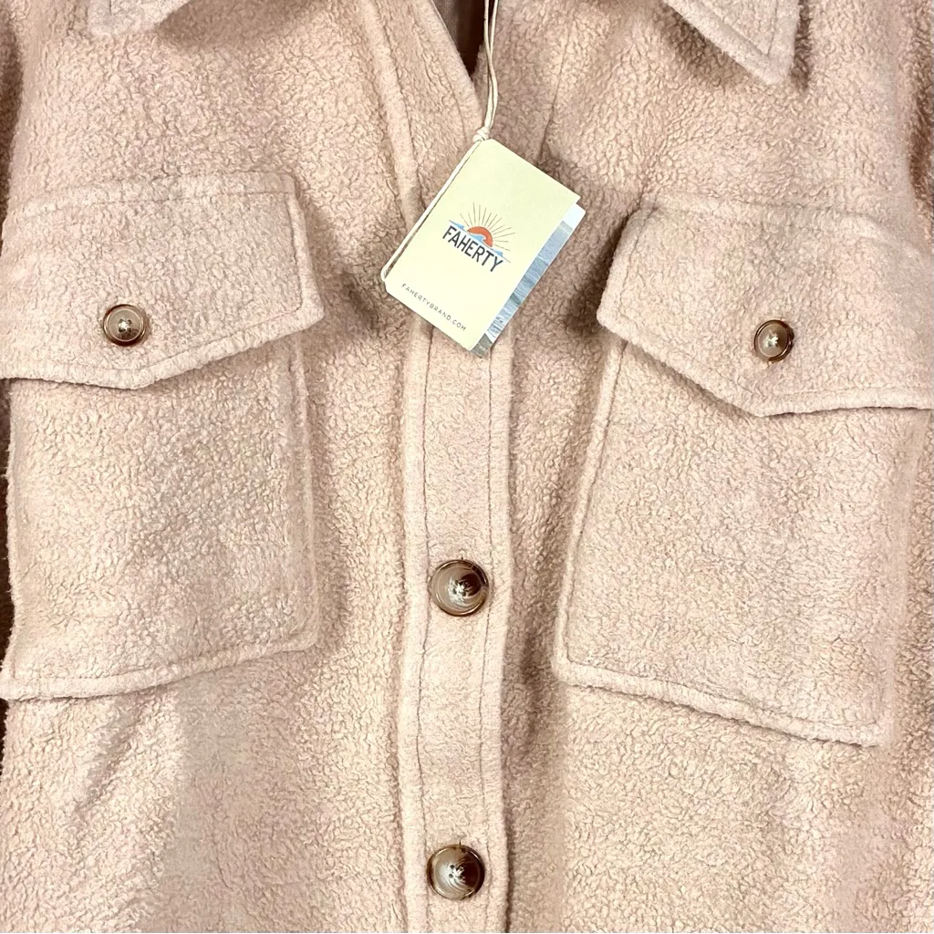 Faherty Holden High Pile Fleece Jacket Peach Whip Large NWT - Image 11