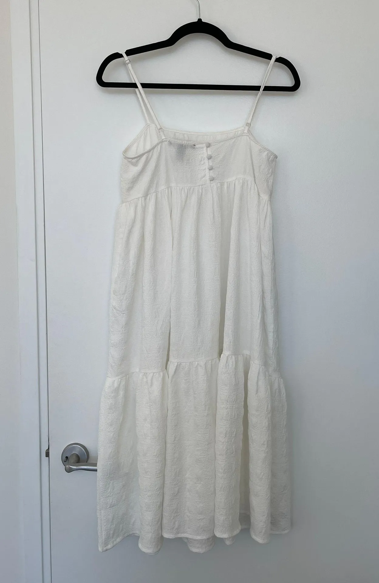 White Trapeze Tiered Midi Dress - Image 3