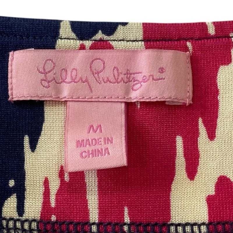 Lilly Pulitzer Pink Floral Silk Blend Faux Wrap Ruched Augusta Mini Dress MEDIUM - Image 7