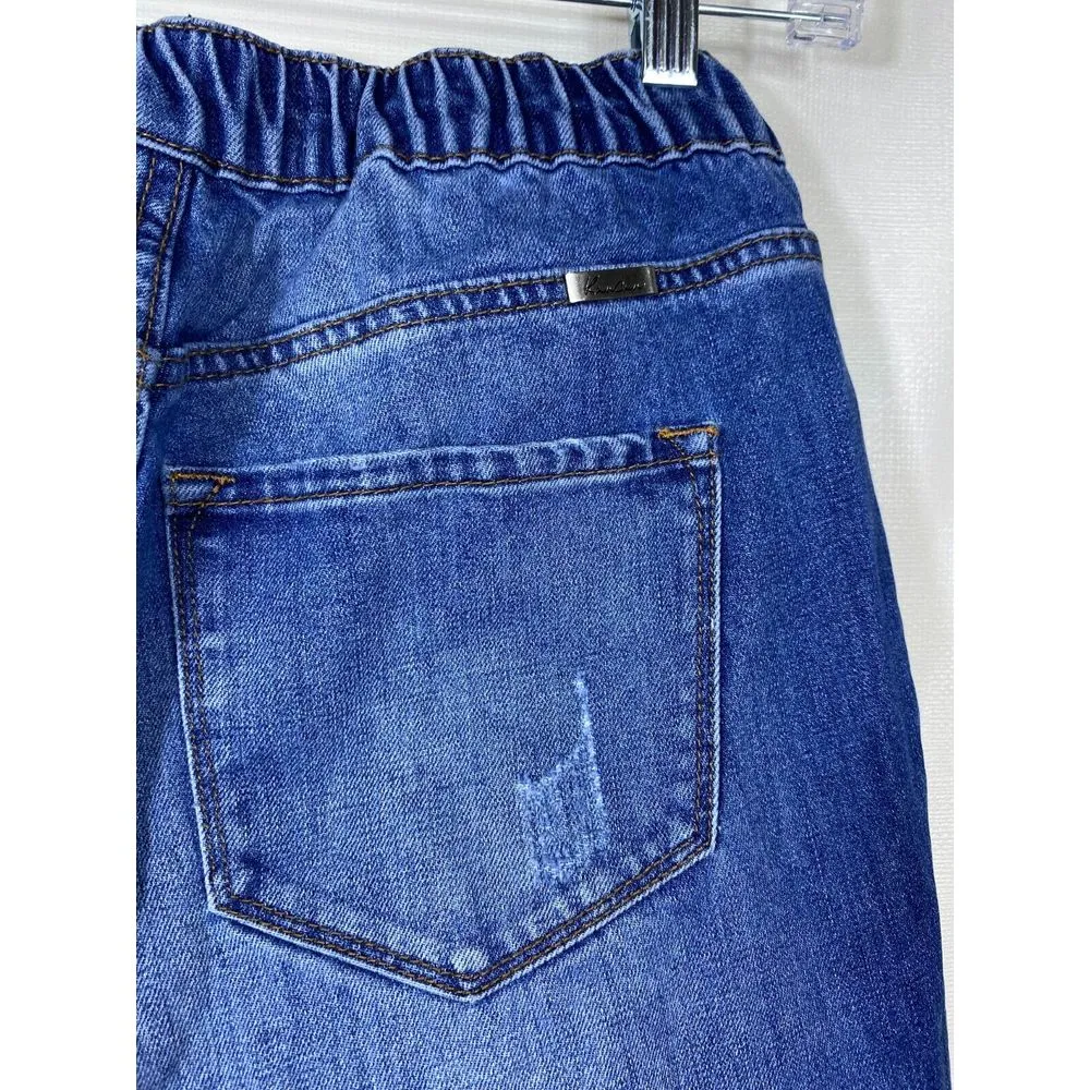 KanCan Jeans Womens 5/26 High‎ Rise Distressed Mom Denim Blue Elastic Waist - Image 10