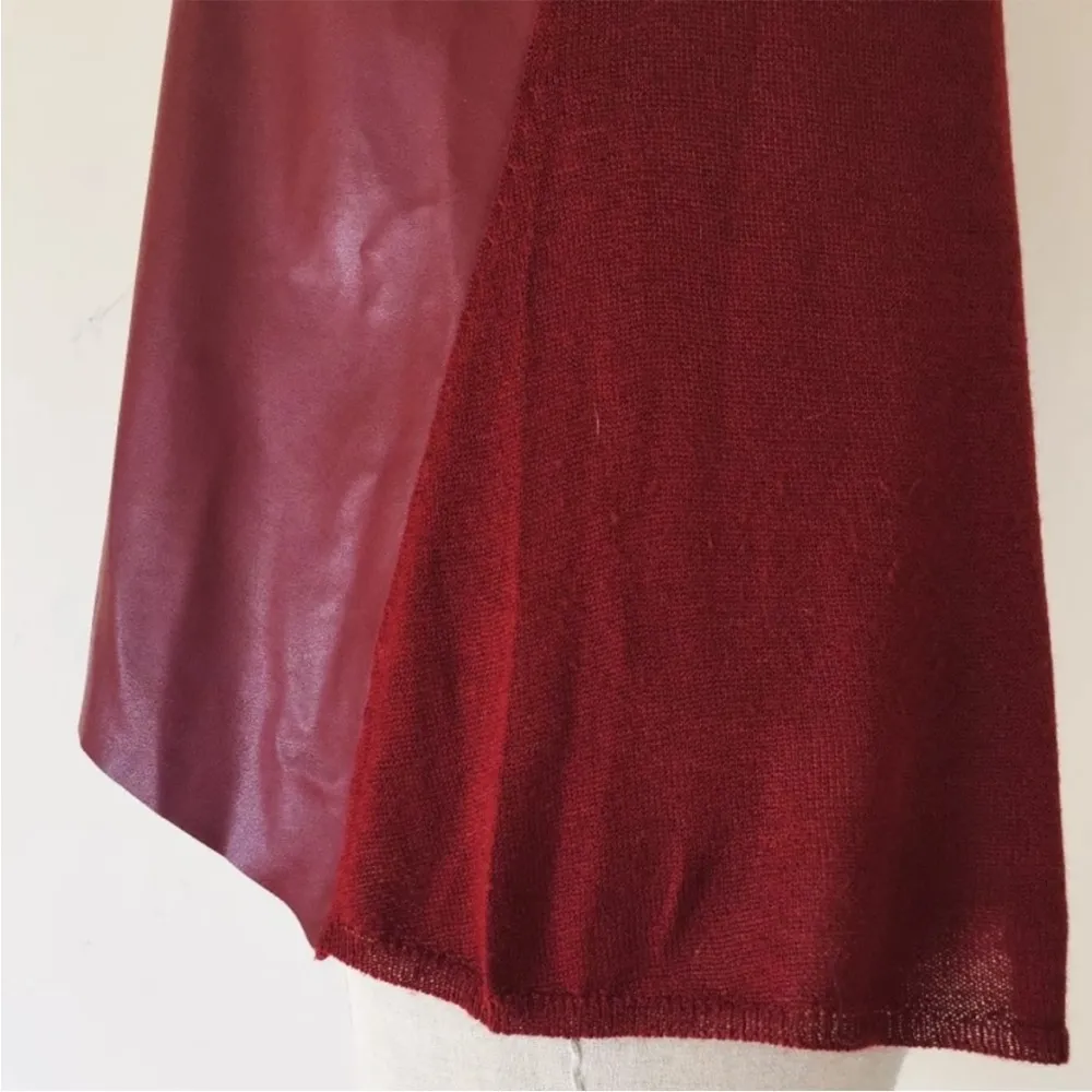Zara Red Knit Back Leather Top - Image 2