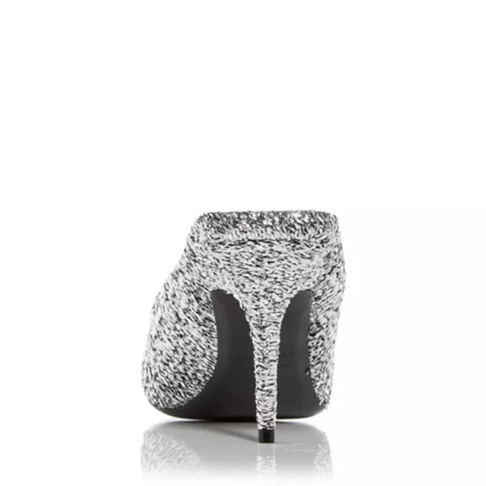 Balenciaga Knife Glitter High Heel Mules in Silver Titanium Size 36 New in Box - Image 3