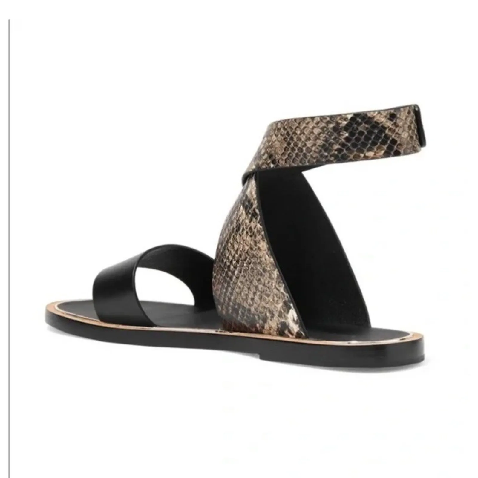 Vince Mailin Snake Embossed Ankle Wrap Flat leather Sandal Sz 6.5 Statement Chic - Image 6