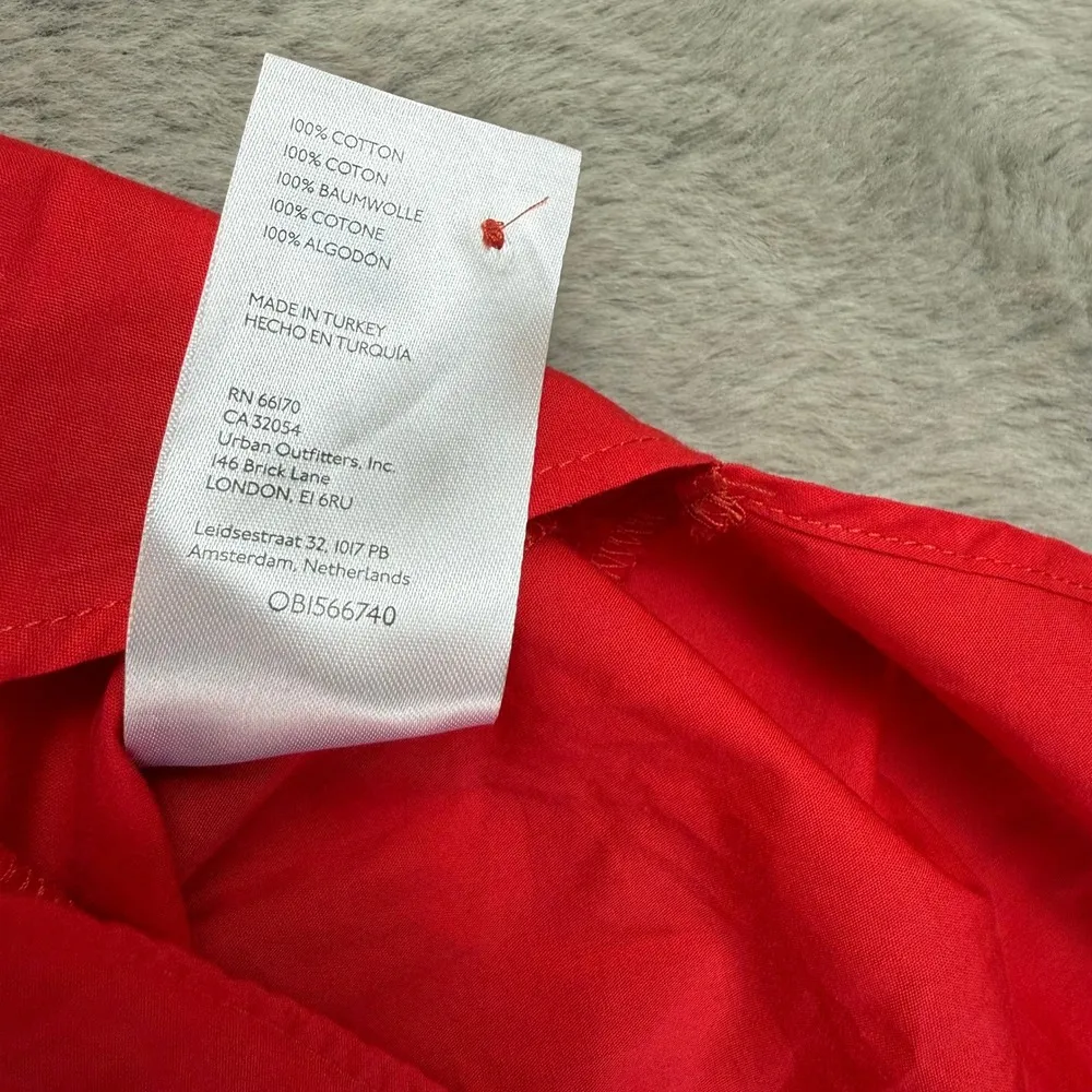 Maeve Anthropologie Tunic Top Puff Sleeve Red Blouse Collared Small - Image 5