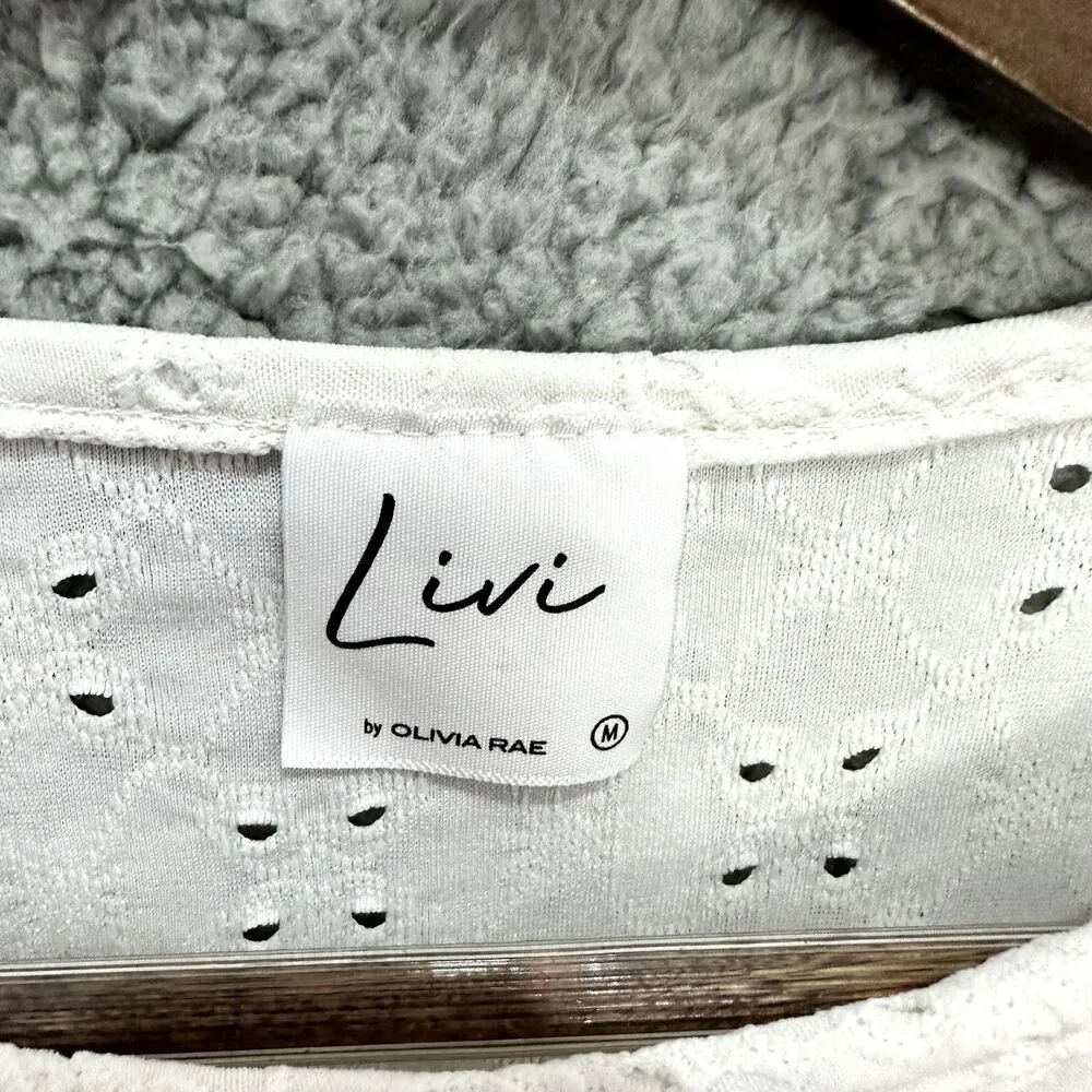 Livi Olivia Rae dress womens medium ivory floral crochet ruffle boho cottagecore - Image 2