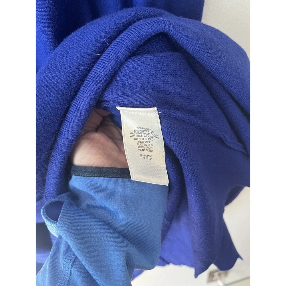 Eliza J Cobalt Blue Scalloped Hem Fit & Flare Knitted Sweater Dress Sz Large - Image 7