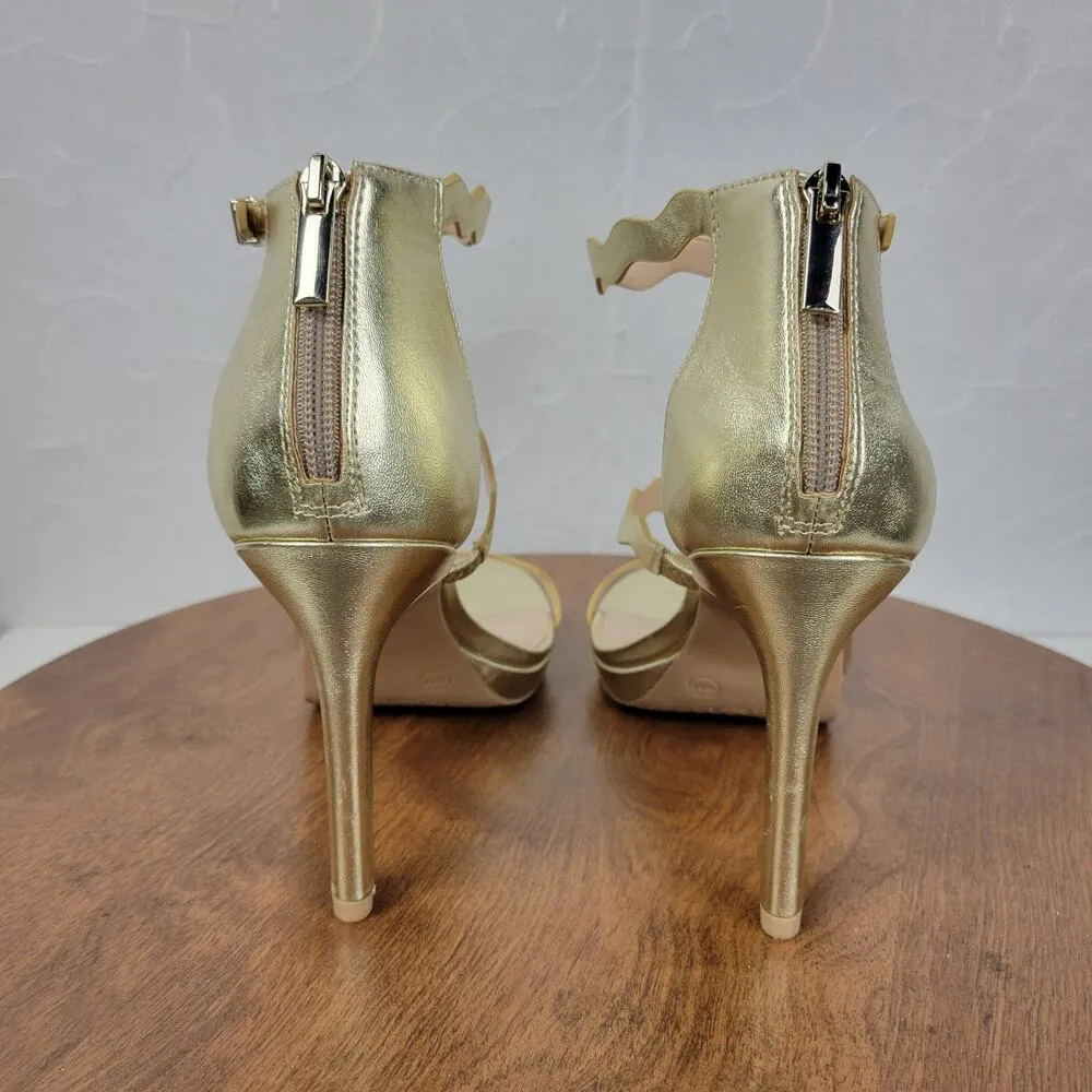Kelly & Katie Womens Litton Sandals 10 Gold Strappy Platform Stiletto Heels - Image 8