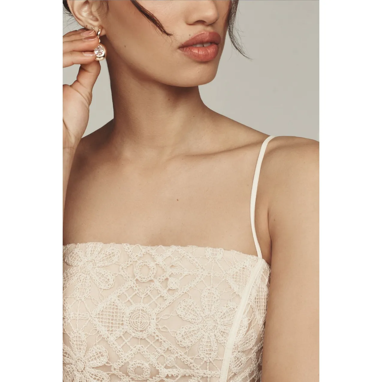 Anthropologie Ivory Lace Fit & Flare Mini Dress Basque Waist Sz 6 NWT - Image 3