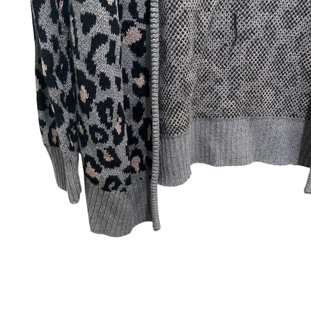 Gap Leopard Print Open Cardigan Sweater Grey Women’s Size Medium New Black - Image 2