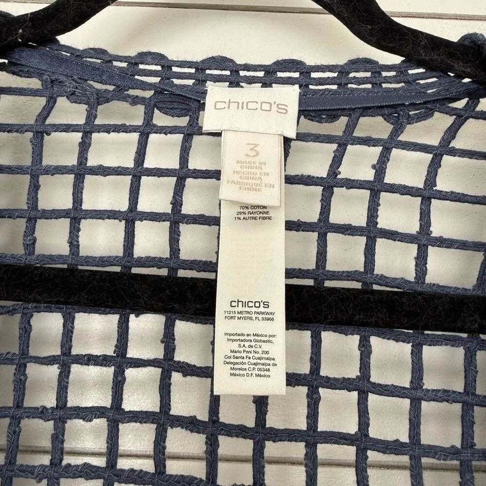 Chico’s Women’s 3 Dip Dye Tie Dye Crochet Open Cropped Cardigan - Image 2