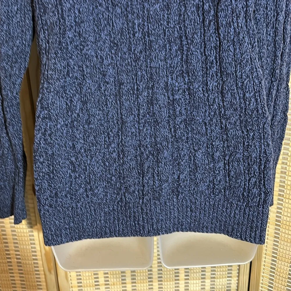 Croft & Barrow Vintage Y2K Marbled Blue Cable Knit Vneck Cotton Sweater Large - Image 13