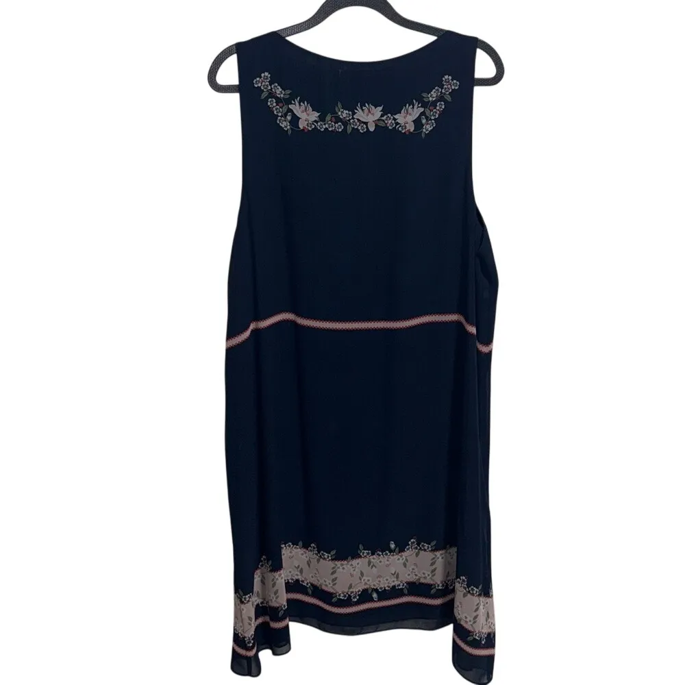 MAX STUDIO Womens Navy Floral Sleeveless Dress XL - Image 9