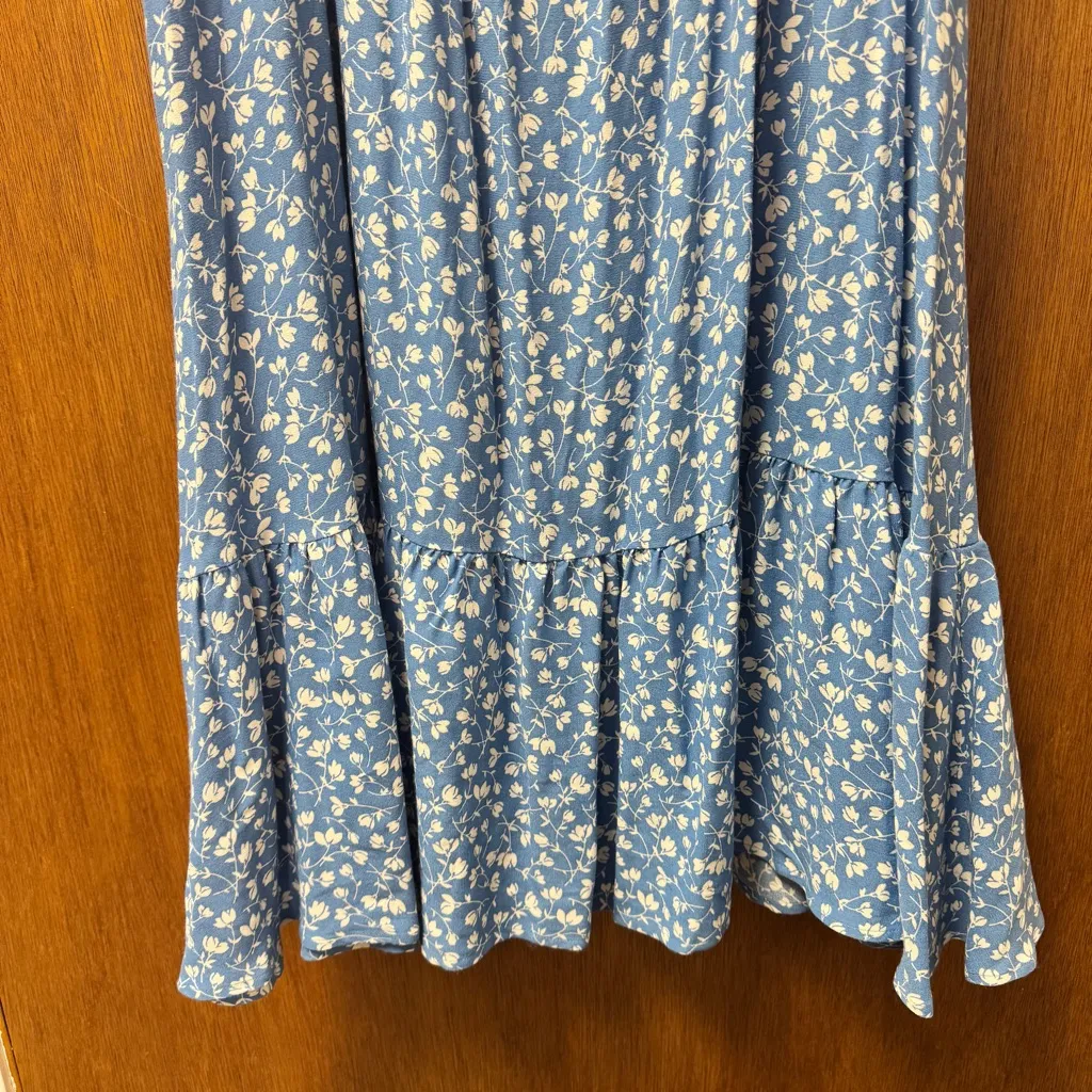 Reformation Mica Dress Puff Long Sleeve Midi Floral Wallflower Blue 16 - Image 9