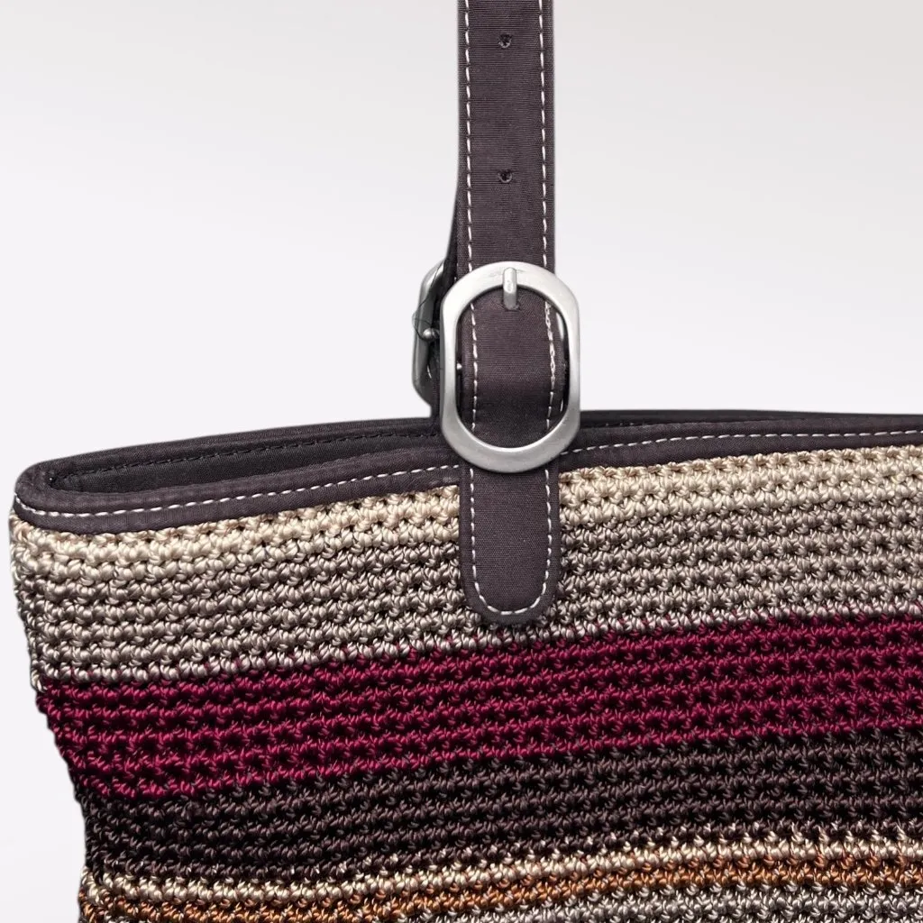 The Sak Y2K Knit Shoulder Bag Brown Striped Nylon  - Image 4